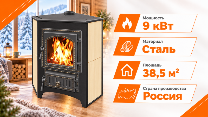 Стальная печь-камин Везувий ПК-01 (220), угловая, талькохлорид — до