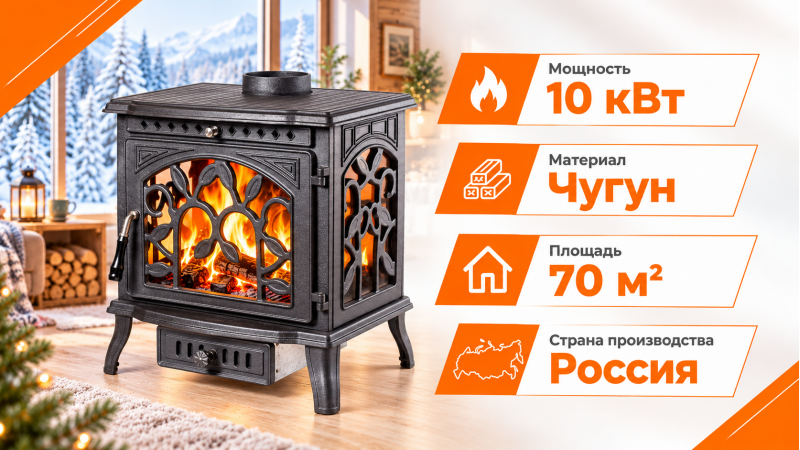Печь-камин Fireway Demetra — до