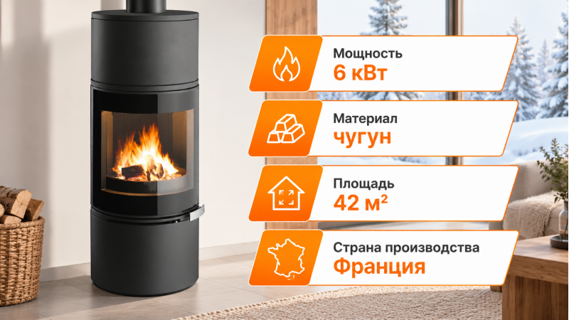 Чугунная печь-камин Invicta Alcor — до