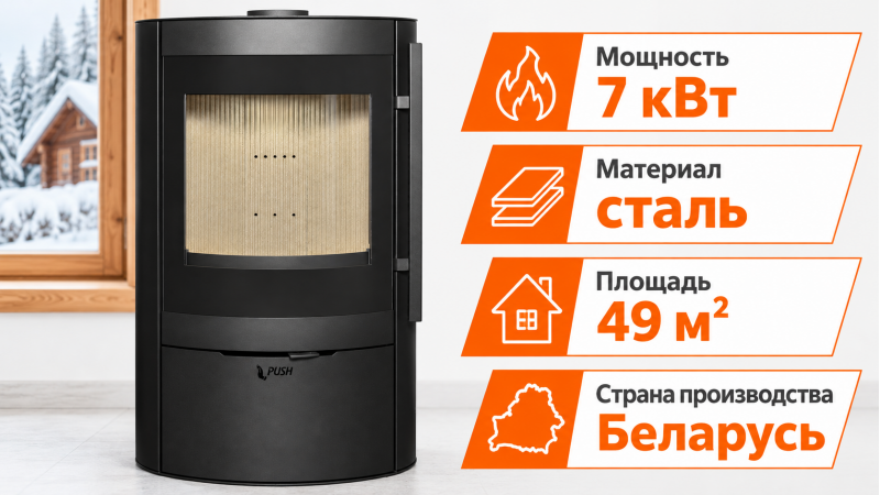 Стальная печь-камин Мета-Бел Свитязь NR 7 (АОТ 7.0-01) — до