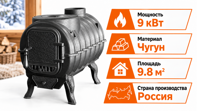 Печь-камин ProMetall Тайга ПРО — до