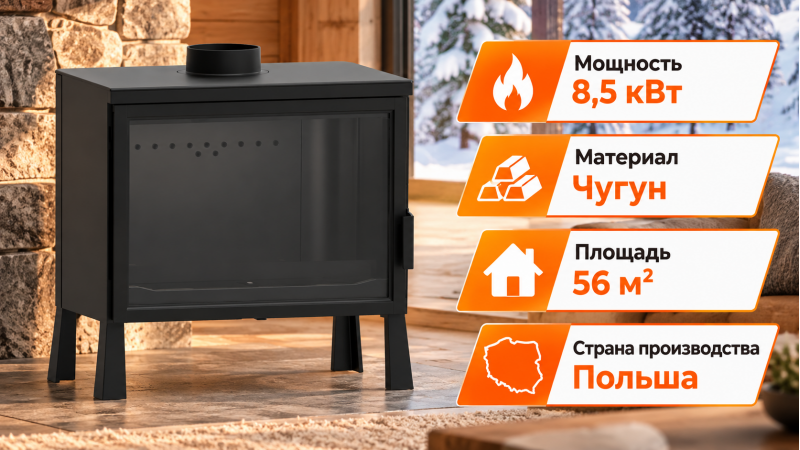 Чугунная печь-камин KFD STO 14 Free 70 — до