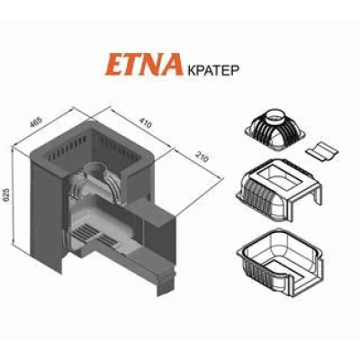 Печь для бани чугунная ЭТНА КРАТЕР 24 (Панорама)