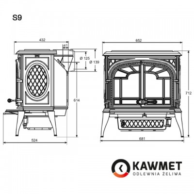 Чугунный камин Kawmet Premium S9 (11,3 кВт)