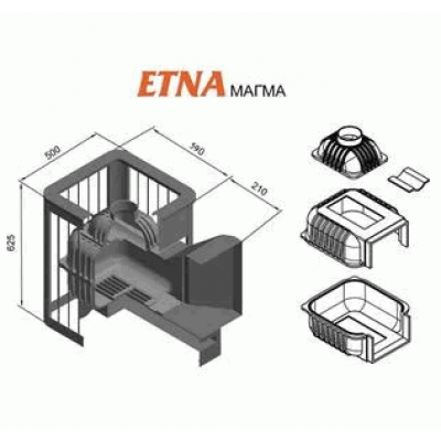 Печь для бани чугунная ЭТНА Магма 24 (Панорама)