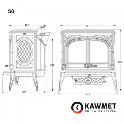 Чугунный камин Kawmet Premium S8 (13,9 кВт)