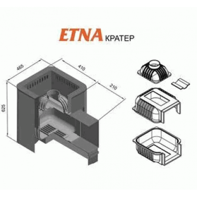 Печь для бани чугунная ЭТНА КРАТЕР 18 (Панорама)