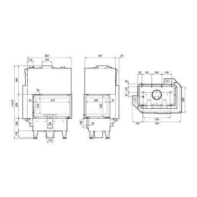 Каминная топка Defro Home RIVA SM BL/BP G SHORT