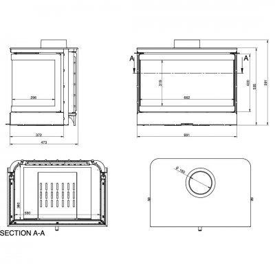 Чугунная каминная топка KFD ECO M 14 3F