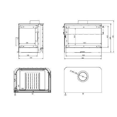 Чугунная каминная топка KFD ECO M14 L/R