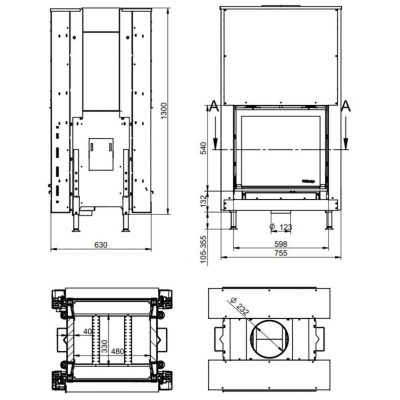 Стальная каминная топка KFD LINEA DF V 810 4.0