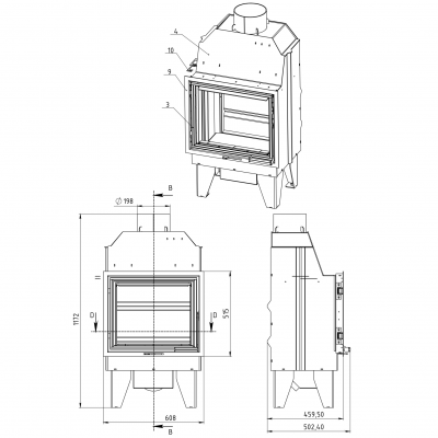Стальная каминная топка Мета-Бел АВРОРА М