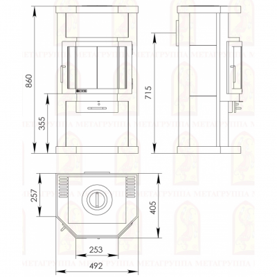 Стальная печь-камин Мета-Бел Ока с плитой