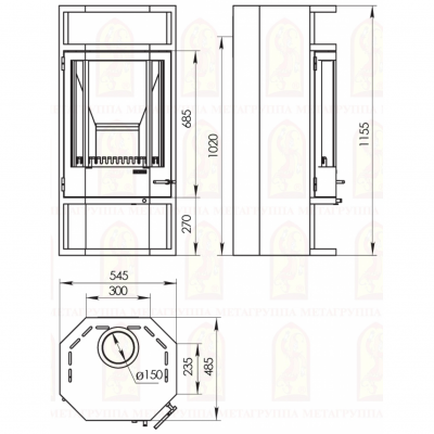 Стальная печь-камин Мета-Бел Рейн