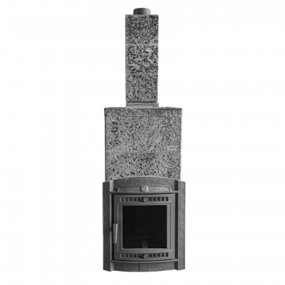Печь для бани чугунная ProMetall Атмосфера XL в облицовке "Империя" Пироксенит Элит (комплект)