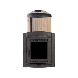 Печь для бани чугунная ProMetall Атмосфера XL в ламелях Окаменевшее дерево