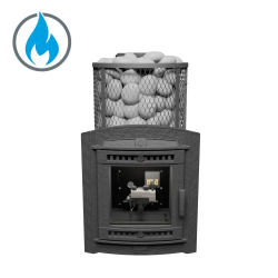 Печь для бани чугунная ProMetall Атмосфера L сетка нержавейка с газовой горелкой