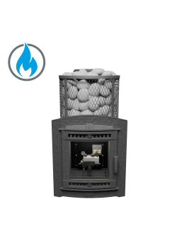 Печь для бани чугунная ProMetall Атмосфера L сетка нержавейка с газовой горелкой