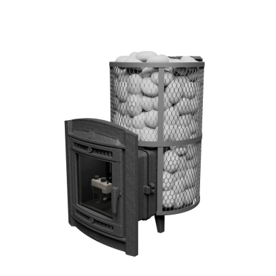 Печь для бани чугунная ProMetall Атмосфера L сетка нержавейка с газовой горелкой