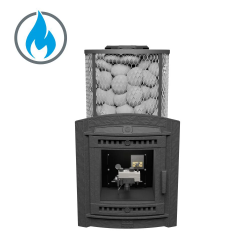 Печь для бани чугунная ProMetall Атмосфера XL сетка нержавейка с газовой горелкой