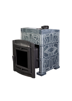 Печь для бани чугунная ProMetall Атмосфера L в облицовке Талькохлорит узор №7