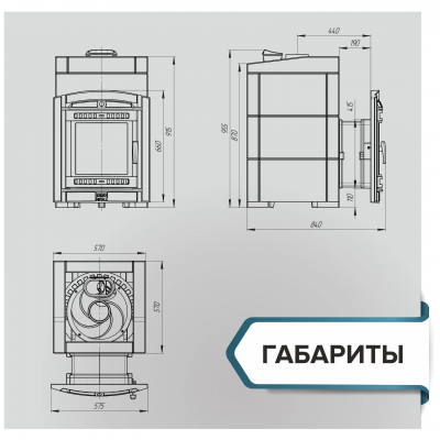 Печь для бани чугунная ProMetall Атмосфера L в облицовке Талькохлорит узор №7
