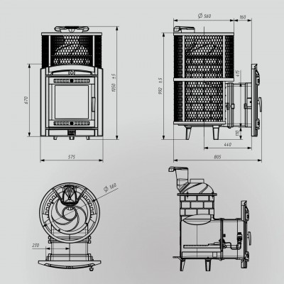 Печь для бани чугунная ProMetall Атмосфера L с сеткой из нержавеющей стали и газовой горелкой
