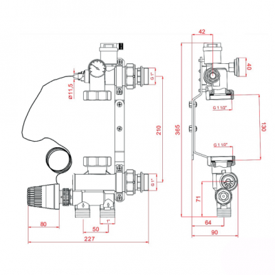 Насосно-смесительный узел Rommer RDG-0120-009000 с термостатической головкой (без насоса)