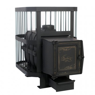 Печь для бани чугунная "СИБИРЬ -18", с универсальной чугунной топочной дверкой (Сетка пруток)