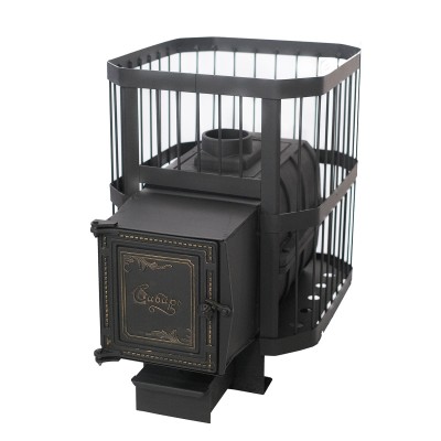 Печь для бани чугунная "СИБИРЬ -18", с универсальной чугунной топочной дверкой (Сетка пруток)