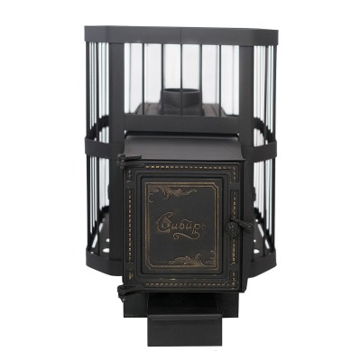 Печь для бани чугунная "СИБИРЬ -18", с универсальной чугунной топочной дверкой (Сетка пруток)