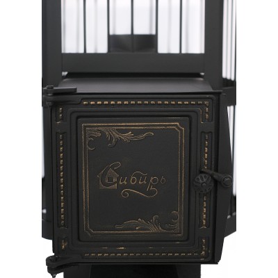 Печь для бани чугунная "СИБИРЬ -18", с универсальной чугунной топочной дверкой (Сетка пруток)