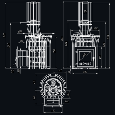 Печь для бани Технолит АВАНГАРД ЗК 25 (М) Ураган в сетке Тюльпан