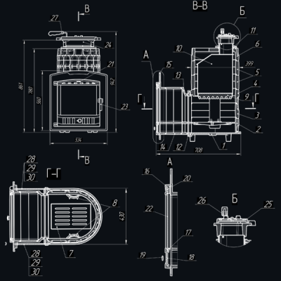Печь для бани Технолит АВАНГАРД ЗКН 25 (П2) Нержавейка