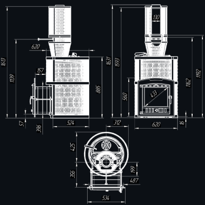 Печь для бани Технолит АВАНГАРД ЗК 35 (П2) Ураган в круглой сетке