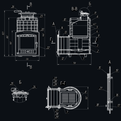 Печь для бани Технолит АВАНГАРД ЗКН 35 (П2) Нержавейка