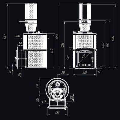 Печь для бани Технолит АВАНГАРД ЗК 40 (П2) Ураган в круглой сетке