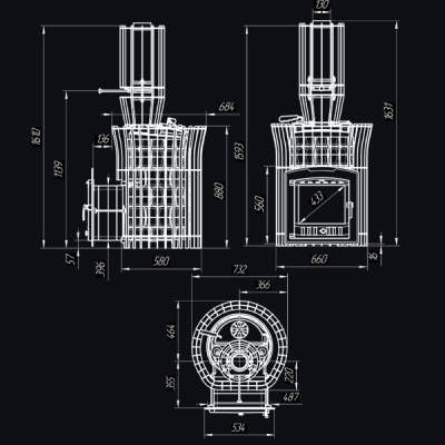 Печь для бани Технолит АВАНГАРД ЗК 35 (П2) Ураган в сетке Тюльпан