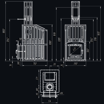 Печь для бани Технолит GFS ЗК 40 (П2) Ураган