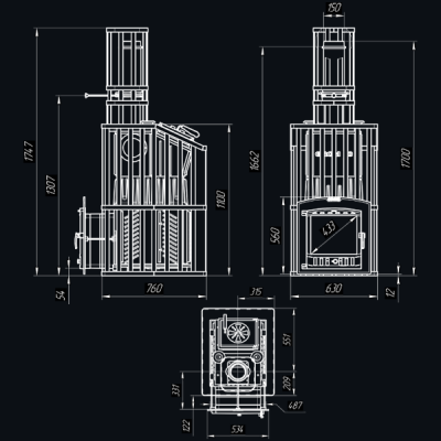 Печь для бани Технолит Гром 40 (П2) Ураган
