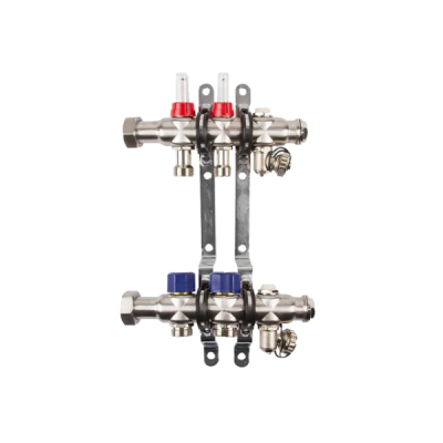 Гребенка TECline MD0902 (2 контура) с расходомерами и накидной гайкой