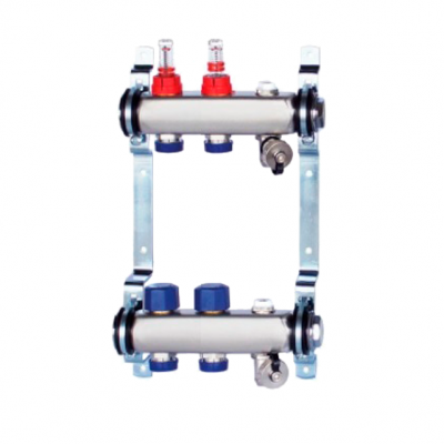 Гребенка TECline MC0302 (2 контура) с расходомерами для водяного теплого пола