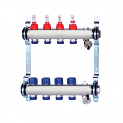 Гребенка TECline MC0304 (4 контура) с расходомерами для водяного теплого пола