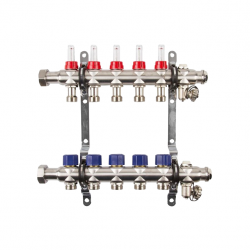 Гребенка TECline MD0905 (5 контуров) с расходомерами и накидной гайкой