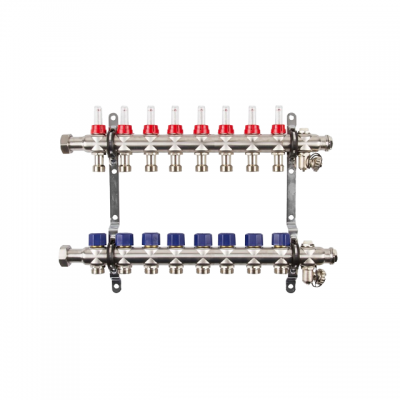 Гребенка TECline MD0909 (9 контуров) с расходомерами и накидной гайкой