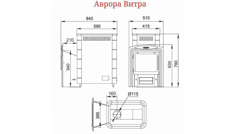 Печь для бани стальная Термофор (TMF) Аврора XXL Inox Витра Иллюминатор антрацит НВ