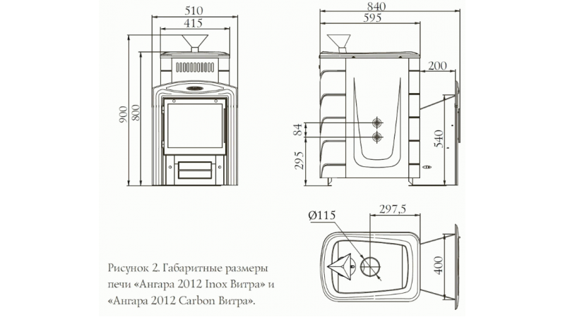 Печь для бани стальная Термофор (TMF) Ангара 2012 Inox Витра ЗК ТО терракота