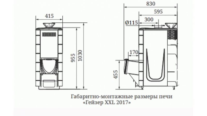 Печь для бани стальная Термофор (TMF) Гейзер XXL 2017 Carbon ДН ЗК антрацит