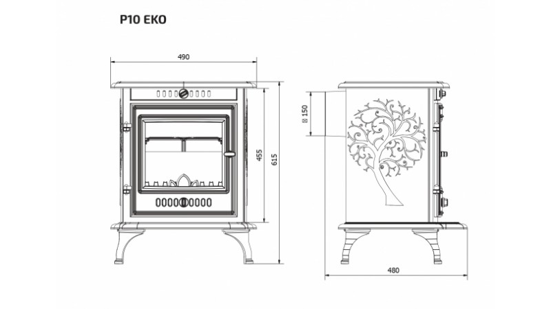 Чугунный камин Kawmet P10 (6,8 кВт) EKO