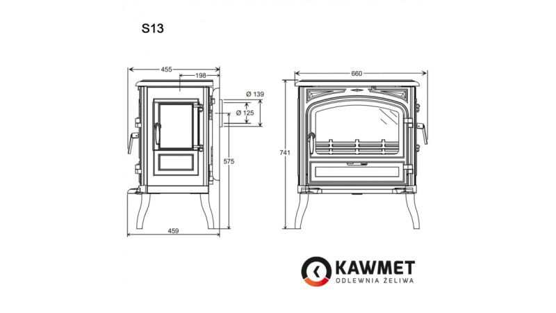 Чугунный камин Kawmet Premium S13 (10 кВт)
